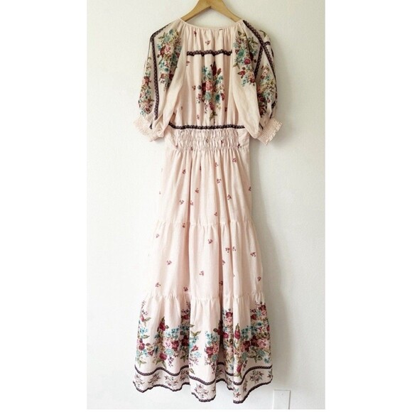 ANTHROPOLOGIE the somerset puff sleeve maxi dress M Milkmaid Fairy Hippie Boho - Picture 12 of 16